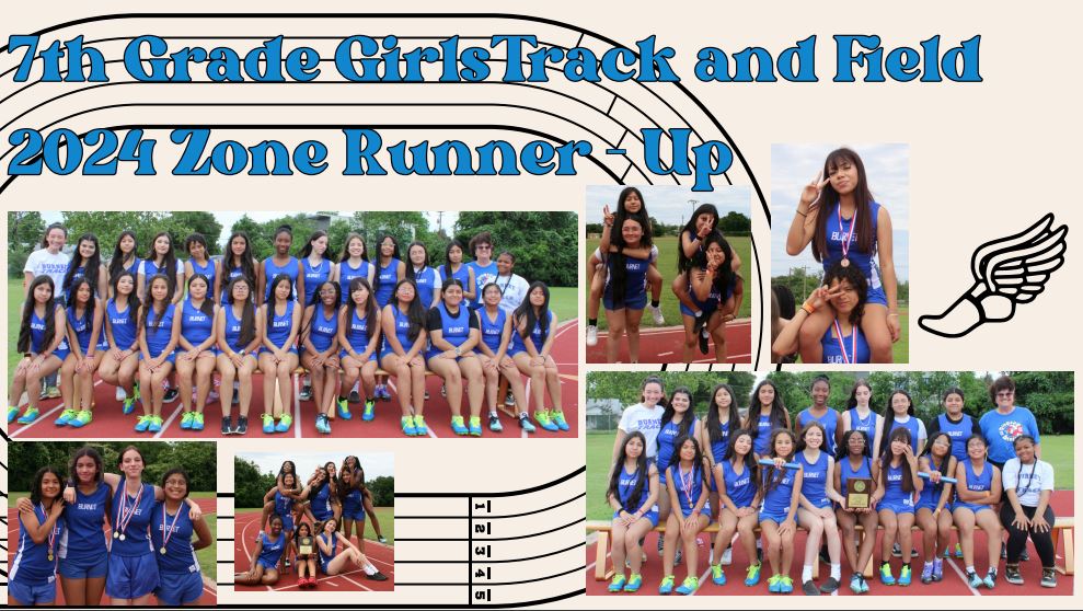 Collage of 7th grade girls track and field team. They are the 2024 zone runner ups!